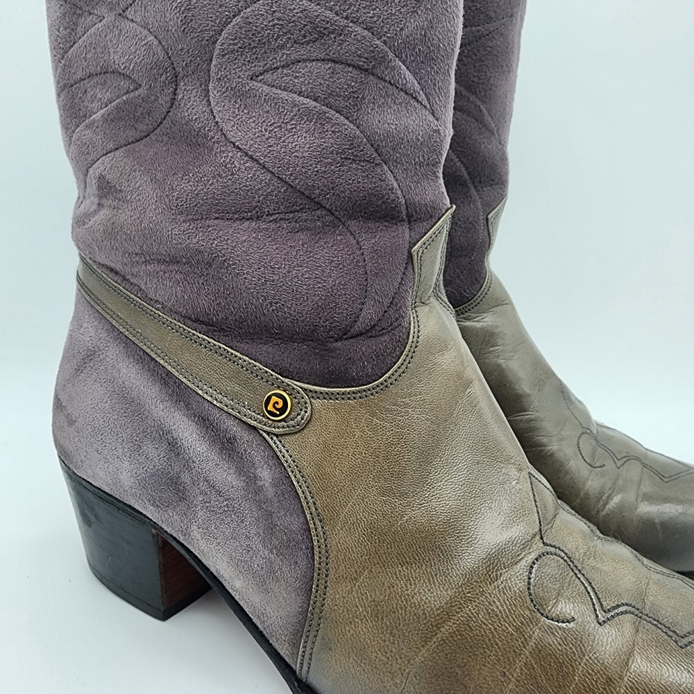 Pierre Cardin 80's Vintage Western Style Leather Boots Two Tone Size 9 - Picture 3 of 16